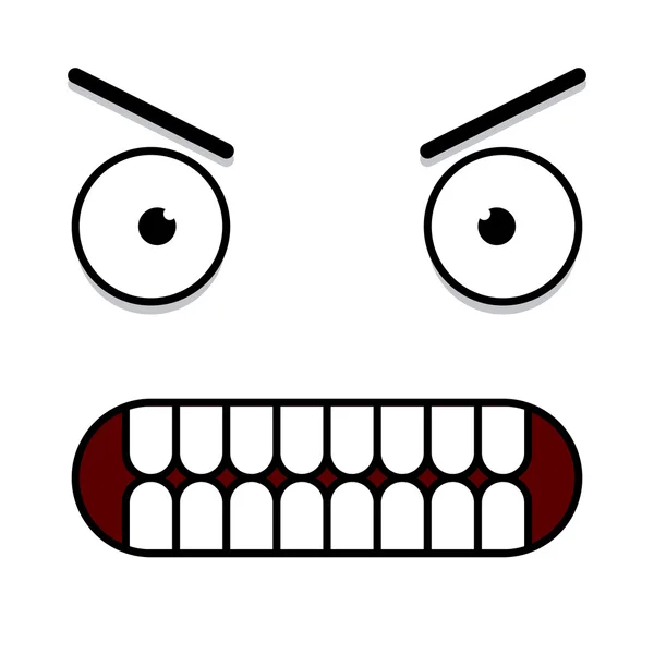 Een vector cute cartoon witte woedend gezicht — Stockvector
