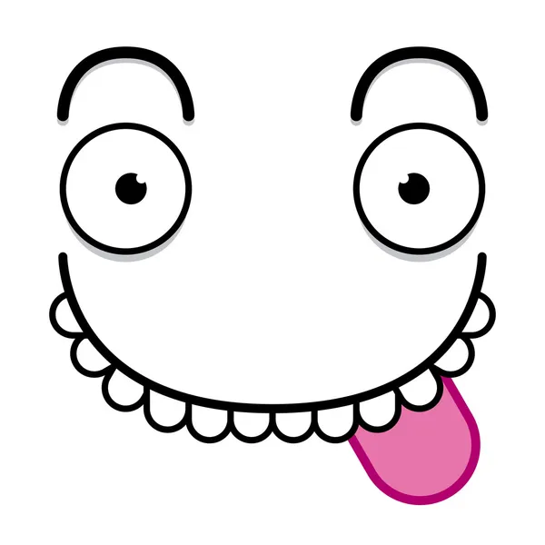 A Vector Cute Cartoon White Face with Tongue Out — стоковый вектор