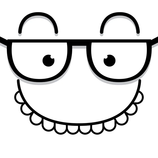 Um rosto branco bonito dos desenhos animados do vetor com óculos — Vetor de Stock