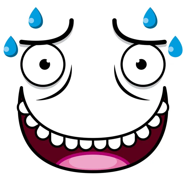 一个向量可爱卡通白色汗湿的脸 — 图库矢量图片