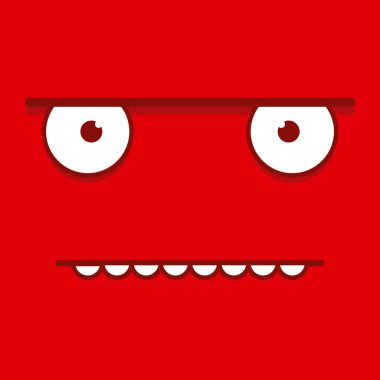 A Vector Cute Cartoon Red Grumpy Face clipart