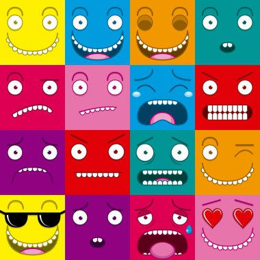 Cartoon Set Of Different Cute Faces clipart svg vector 