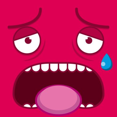 A Vector Cute Cartoon Pink Tired Face clipart