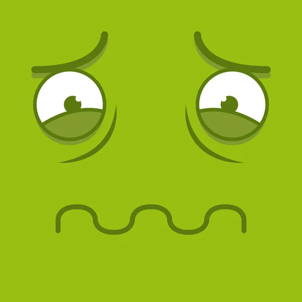 Een vector cute cartoon groene ziek gezicht — Stockvector