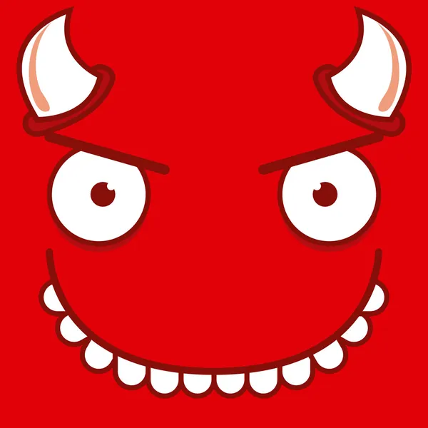 Um Vetor Bonito Cartoon Diabo Sorrindo Rosto — Vetor de Stock