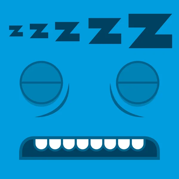 Ein Vektor niedlicher Cartoon schlafendes blaues Gesicht — Stockvektor