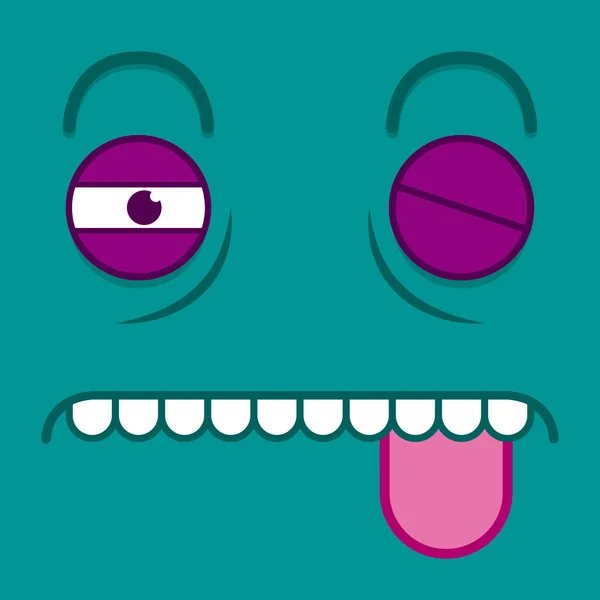 Un vecteur mignon dessin animé battu visage bleu — Image vectorielle