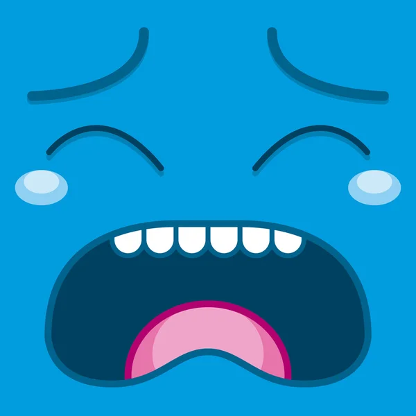 A Vector Cute Cartoon Blue Crying Face - Stok Vektor