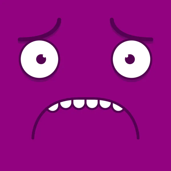 A Vector Cute Cartoon Purple Sad Face - Stok Vektor