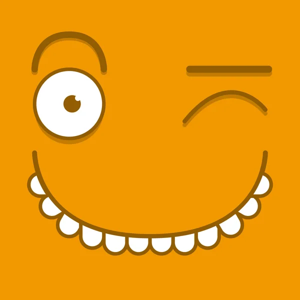 A Vector Cute Cartoon Orange Winking Face — Stock Vector