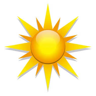 Beyaz arka plan üzerinde izole soyut şık güneş simgesi