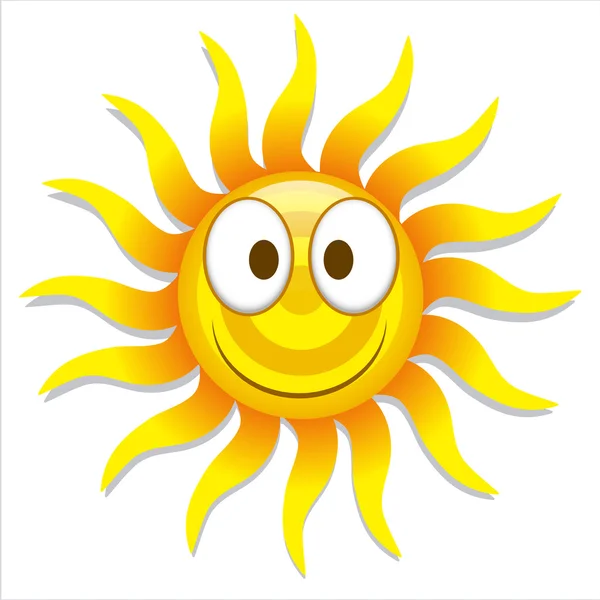 Funny Cartoon Sun Icon Isolated On White Background — Stock Vector