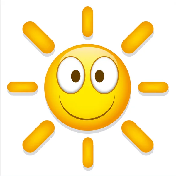 Drôle dessin animé soleil icône isolé sur fond blanc — Image vectorielle