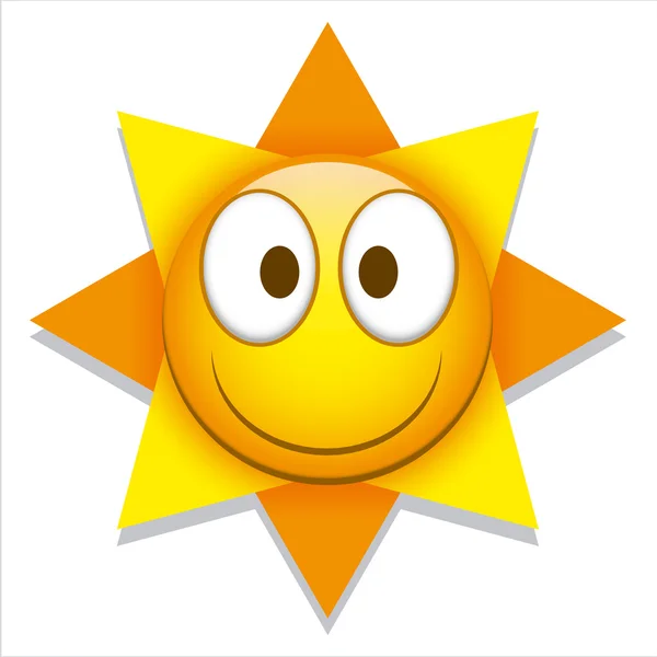Lustige Karikatur Sonne Symbol isoliert auf weißem Hintergrund — Stockvektor