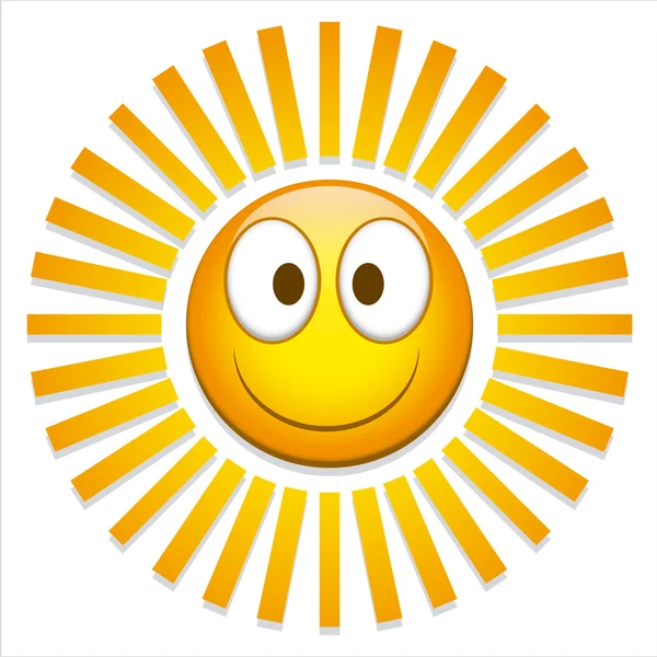 Icona divertente del sole del fumetto isolata su sfondo bianco — Vettoriale Stock