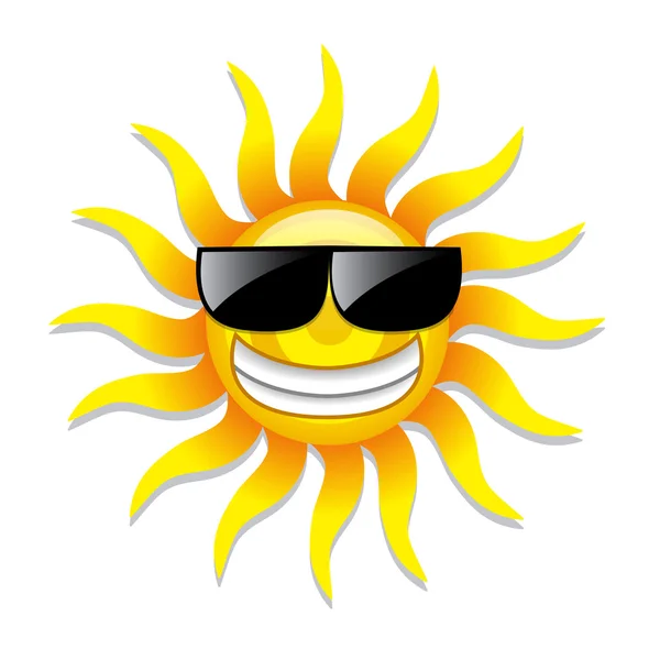 Funny Cartoon Sun Icon Isolated On White Background — Stock Vector