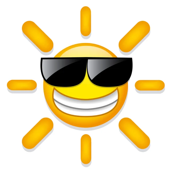 Funny Cartoon Sun Icon Isolated On White Background — Stock Vector