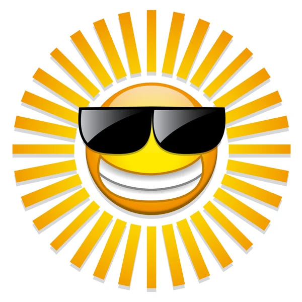 Funny Cartoon Sun Icon Isolated On White Background — Stock Vector