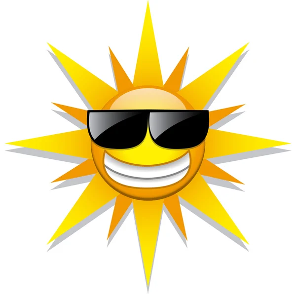 Funny Cartoon Sun Icon Isolated On White Background — Stock Vector