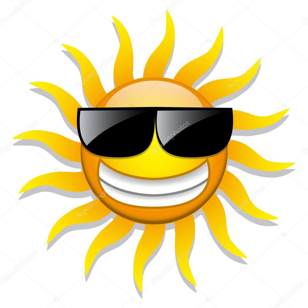 Funny Cartoon Sun Icon Isolated On White Background