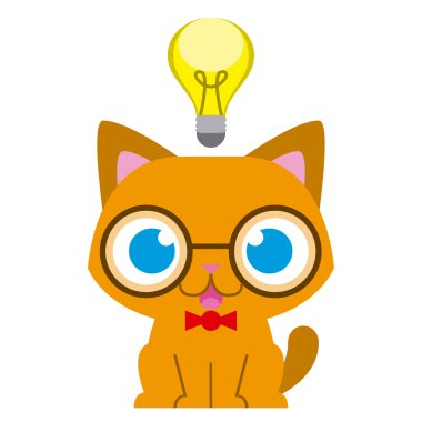 bir ampul ile çok güzel karikatür inek kedi