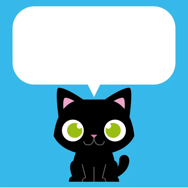 Cartoon Adorable Cat With A Speech Bubble — Stock Vector