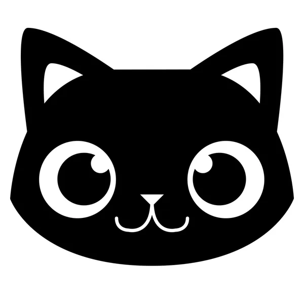 Ilustración aislada cara de gato adorable de dibujos animados — Vector de stock