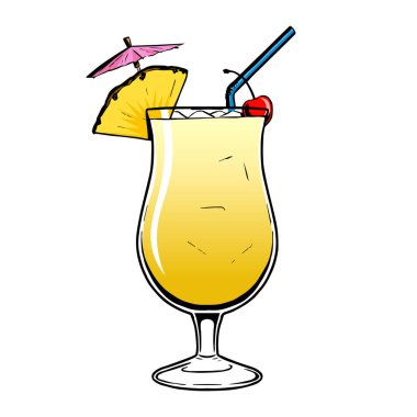 İzole edilmiş sarı kokteyl illüstrasyon vektörü
