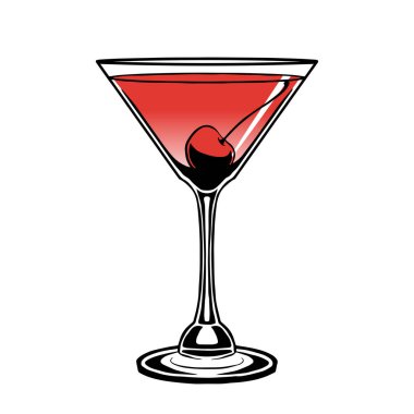 İzole kırmızı kokteyl illüstrasyon vektörü