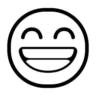 İzole edilmiş mutlu monokrom emoji simgesi