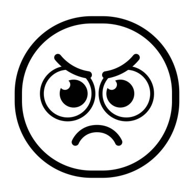 İzole edilmiş kızgın monokrom emoji simgesi