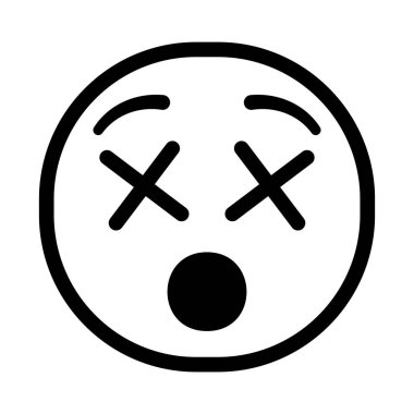İzole edilmiş ölü monokrom emoji simgesi