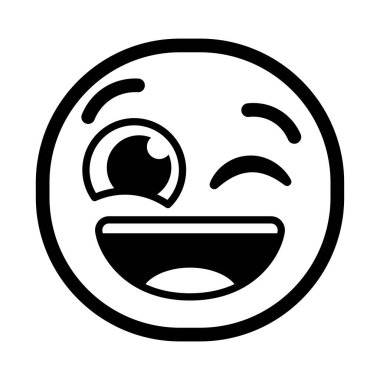 İzole edilmiş mutlu monokrom emoji simgesi