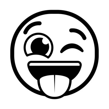 İzole edilmiş mutlu monokrom emoji simgesi