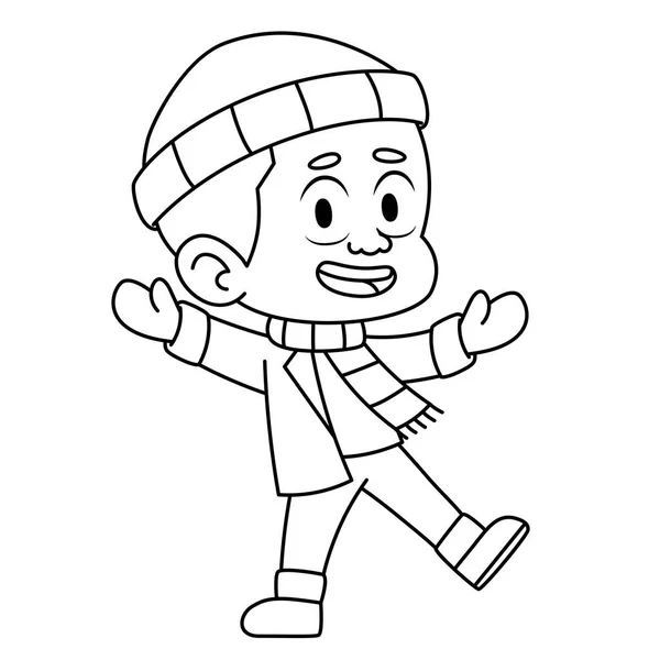 Isolé dessiner garçon hiver enfant illustration vecteur — Image vectorielle