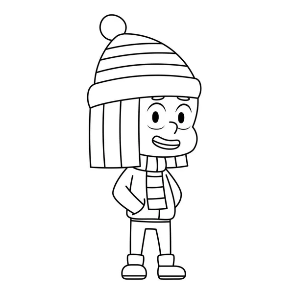 Isolé dessiner fille hiver enfant illustration vecteur — Image vectorielle
