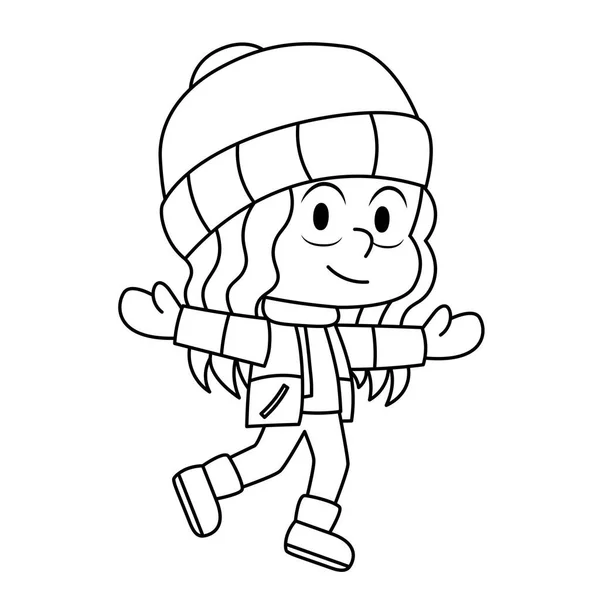 Isolated draw girl winter kid illustration vector — Stock Vector