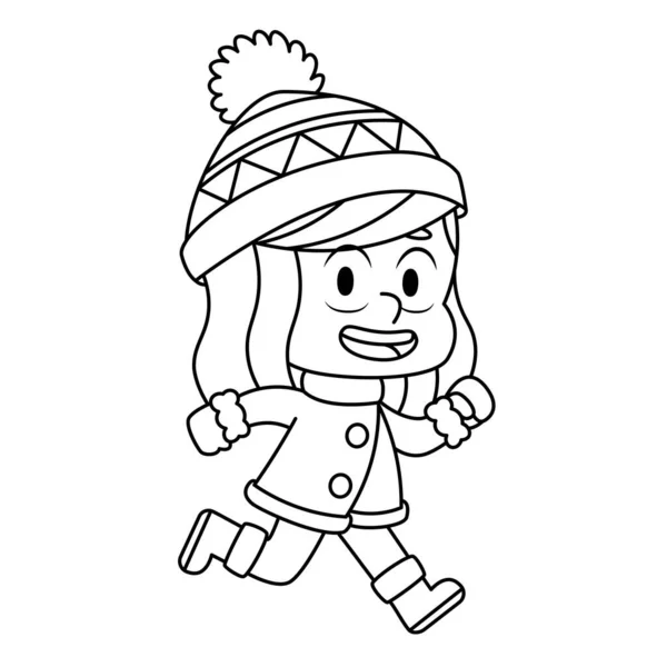 Isolado desenhar menina inverno criança ilustração vetor — Vetor de Stock