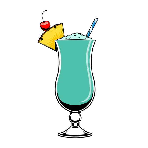 Isolerad blå cocktail illustration vektor — Stock vektor