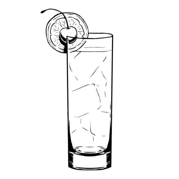 Cocktail de cereja isolado desenhar vetor de ilustração —  Vetores de Stock