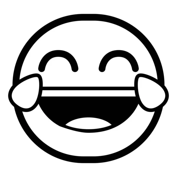 Isolé rire monochrome emoji icône — Image vectorielle