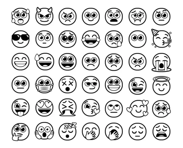 Set ikon emoji yang berbeda - Stok Vektor