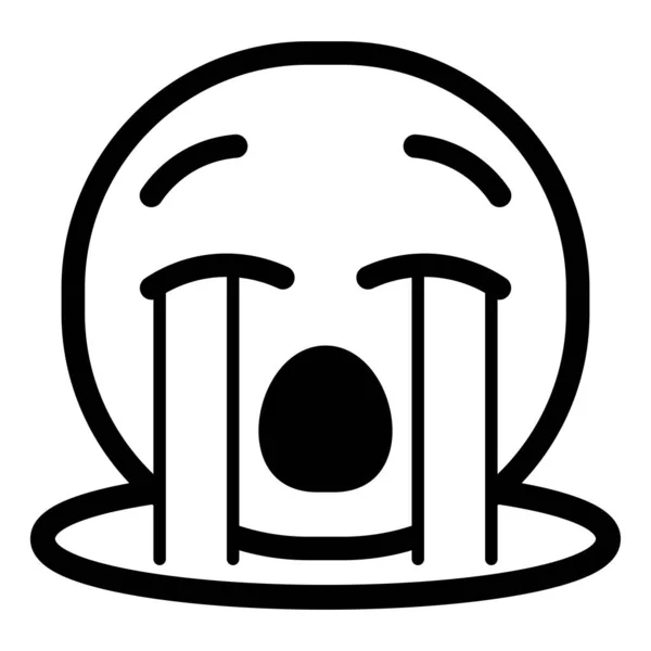 İzole ağlayan monokrom emoji simgesi — Stok Vektör