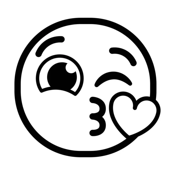 Odizolowana w ikonie miłości monochromatycznej emoji — Wektor stockowy