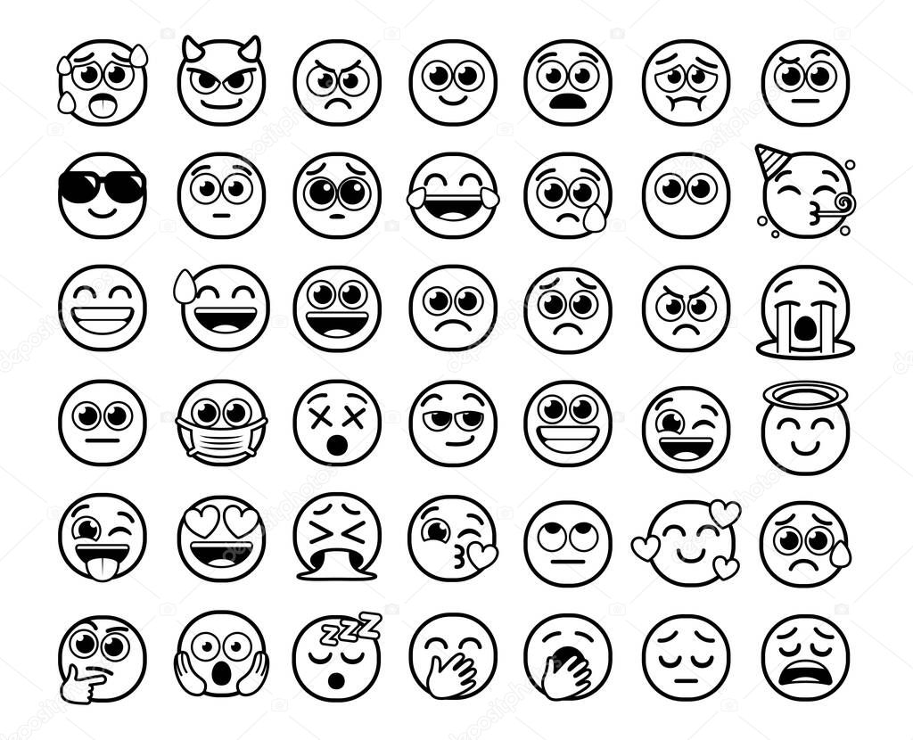 Set of different emoji icons