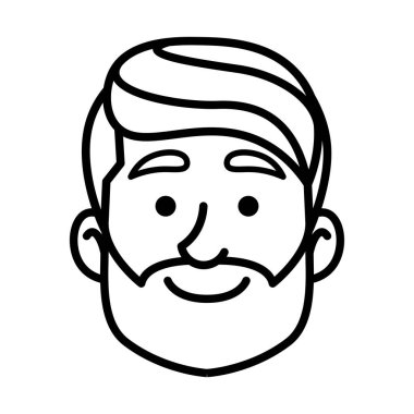 Sakallı bir adamın tek renkli avatarı.