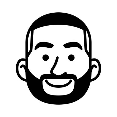 Sakallı bir adamın tek renkli avatarı.