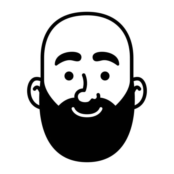 Avatar monochrome isolé d'un homme barbu — Image vectorielle