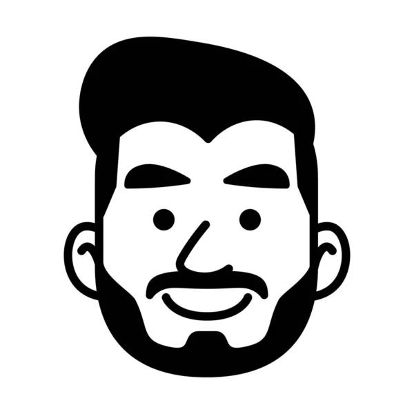 Aislado avatar monocromo de un hombre con barba — Vector de stock