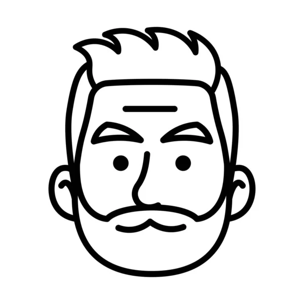 Aislado avatar monocromo de un hombre con barba — Vector de stock